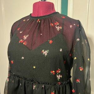 Who What Wear Black Sheer Floral Dress